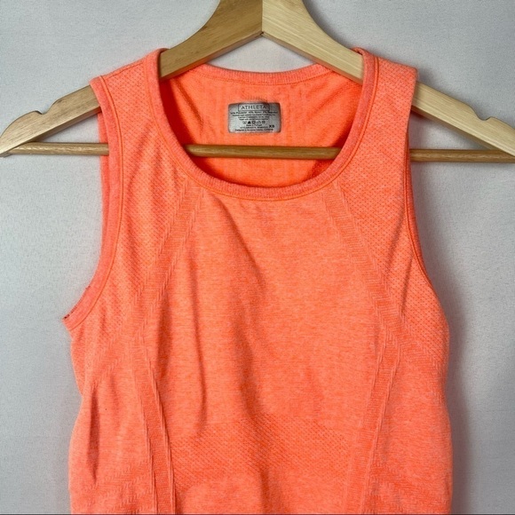 Athleta Neon Orange Fast Track Ruched Front Athletic Tank Top XS - Picture 3 of 6